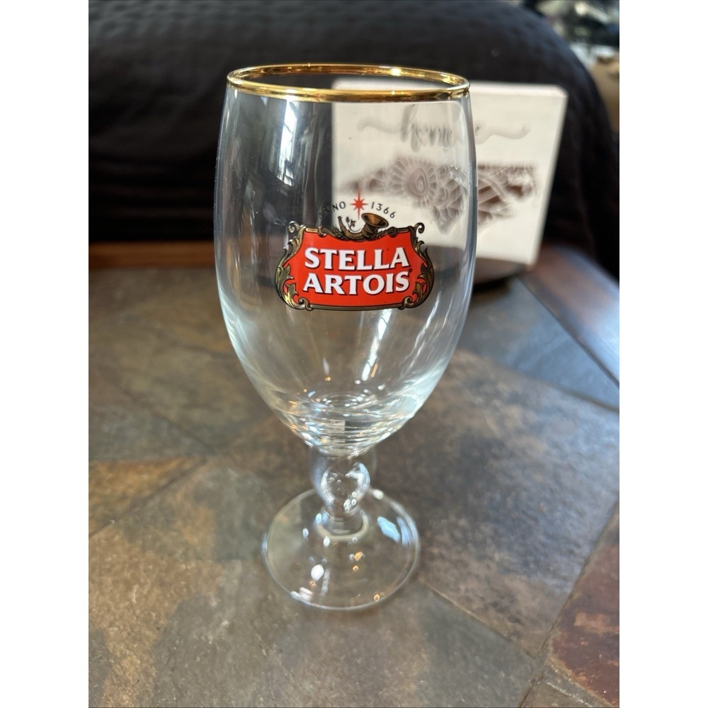 Stella Artois Gold Rimmed Chalice Glass 11oz‎ NEW! Buy More Save More!